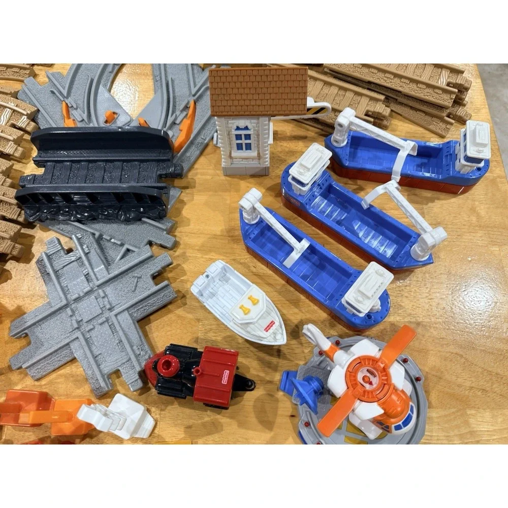 Fisher Price Geotrax Lot Asst 70+ Pieces Trains Ships Vehicles Track Accessories